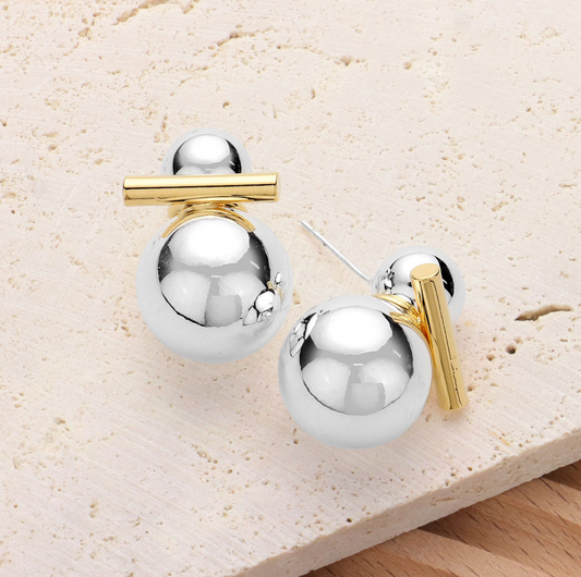 Twin Sphere Stud Earring